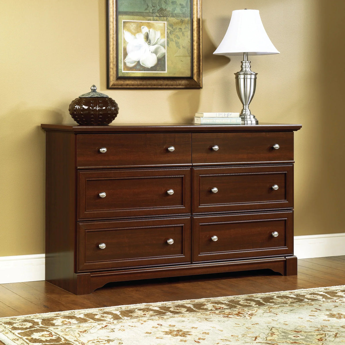 2026 NewSauder Palladia 6-Drawer Bedroom Dresser, Vintage Oak Finish