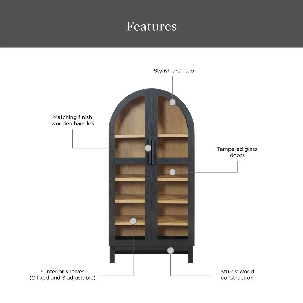 2026 NewBetter Homes & Gardens Juliet Arch Accent Cabinet, Black Finish